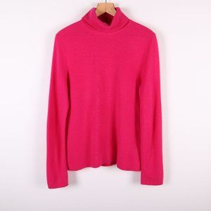 LORD & TAYLOR Hot Pink Turtleneck Fitted Sweater
